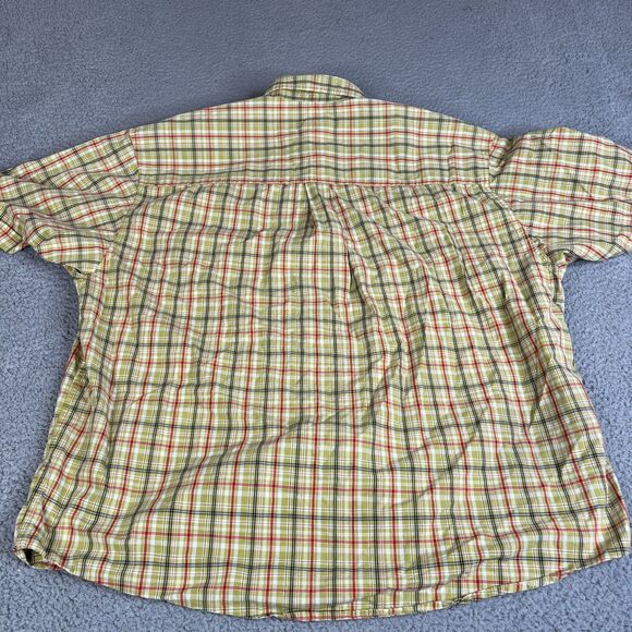 Eddie Bauer Shirt Mens Large Green Red Plaid Short Sleeve Button Pockets Vintage - Picture 7 of 11